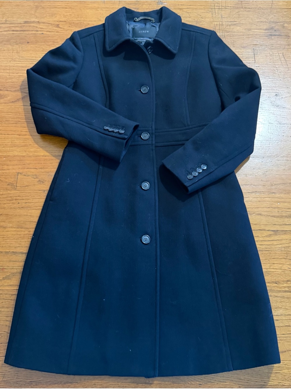 J. Crew Classic Lady Day Coat - Italian Double-Cloth Wool in Black - Picture 4 of 9